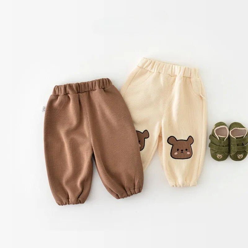 2023-as őszi baba uniszex melegítőnadrág karikatúra medve hímzés kisgyermek lányok alkalmi nadrág fiú sport nadrág