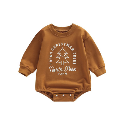 ma&baby 0-24M Χριστουγεννιάτικο Βρέφος Νεογέννητο Μωρό Κοριτσάκι Αγόρι Γράμμα Μελόψωμο Άνδρας τύπωμα μακρυμάνικη φόρμα Χριστουγεννιάτικες στολές