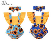 2020. gada zīdaiņu vasaras apģērbs, jaundzimušo bērnu, meiteņu, saulespuķu tērpu kombinezons + galvas stīpas apģērba komplekts, sauļošanās tērps bez piedurknēm