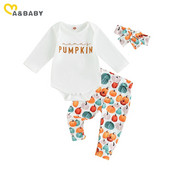 ma&baby 0-18M Απόκριες νεογέννητα βρέφη Βρεφικά κορίτσια Ρούχα Σετ Μακρυμάνικα Romper Παντελόνι κολοκύθας Κοστούμια