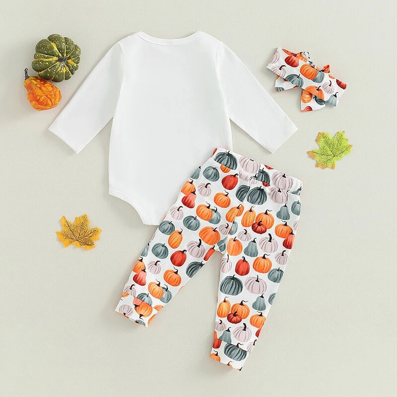 ma&baby 0-18M Απόκριες νεογέννητα βρέφη Βρεφικά κορίτσια Ρούχα Σετ Μακρυμάνικα Romper Παντελόνι κολοκύθας Κοστούμια