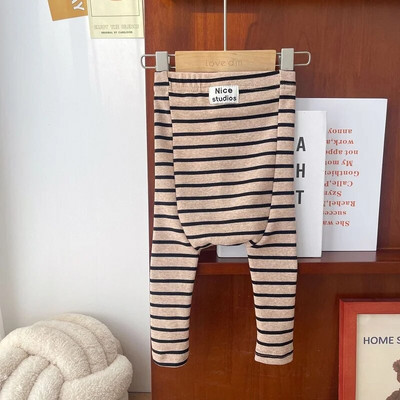 Újszülött baba PP nadrág 0-3 éves csecsemő fiú lány rugalmas derék csíkos/ tömör pamut leggings alsó alkalmi ruhák tavaszi ruhák