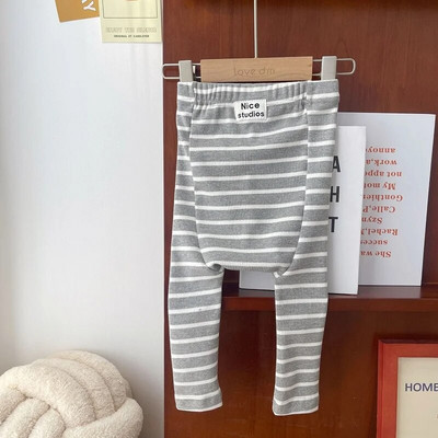 Újszülött baba PP nadrág 0-3 éves csecsemő fiú lány rugalmas derék csíkos/ tömör pamut leggings alsó alkalmi ruhák tavaszi ruhák