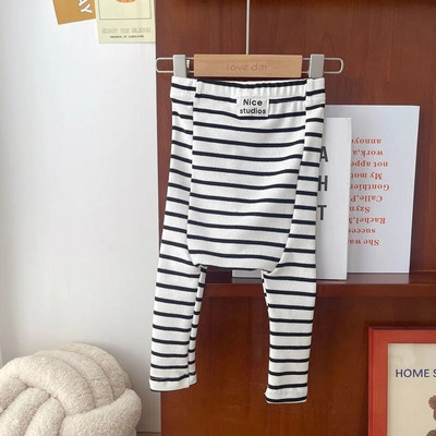 Újszülött baba PP nadrág 0-3 éves csecsemő fiú lány rugalmas derék csíkos/ tömör pamut leggings alsó alkalmi ruhák tavaszi ruhák