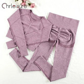 CHRLEISURE Σετ δύο τεμαχίων Αθλητικές φόρμες Γυναικείες φόρμες Αθλητισμός χωρίς ραφή Σετ γιόγκα Fitness Ψηλόμεση Αθλητικά Γυναικεία