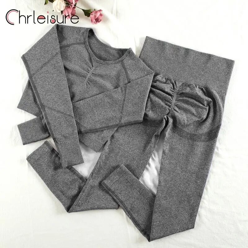 CHRLEISURE Σετ δύο τεμαχίων Αθλητικές φόρμες Γυναικείες φόρμες Αθλητισμός χωρίς ραφή Σετ γιόγκα Fitness Ψηλόμεση Αθλητικά Γυναικεία