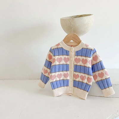 MILANCEL Φθινοπωρινό σετ βρεφικών πουλόβερ Βρεφικά κοριτσίστικα πλεκτά καρδιές μακρυμάνικο πουλόβερ και ζαρτιέρες βρεφικά ρούχα