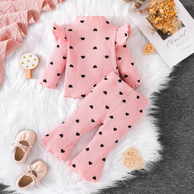 ma&baby 3-24M vastsündinud imik beebi poiss tüdrukule riidekomplektid südametrükk kudum pikkade varrukatega topid püksid rõivad sügiskevad riided D05