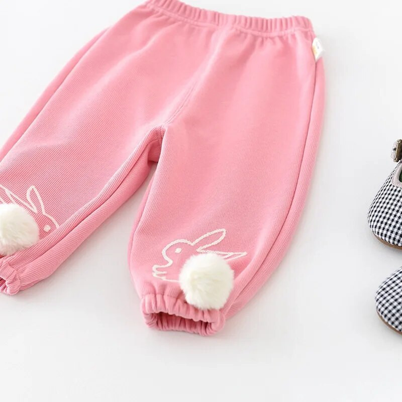 Baby Girls Bunny Hairball Sporta bikses Toddler Kids Mīkstas brīvas sporta bikses