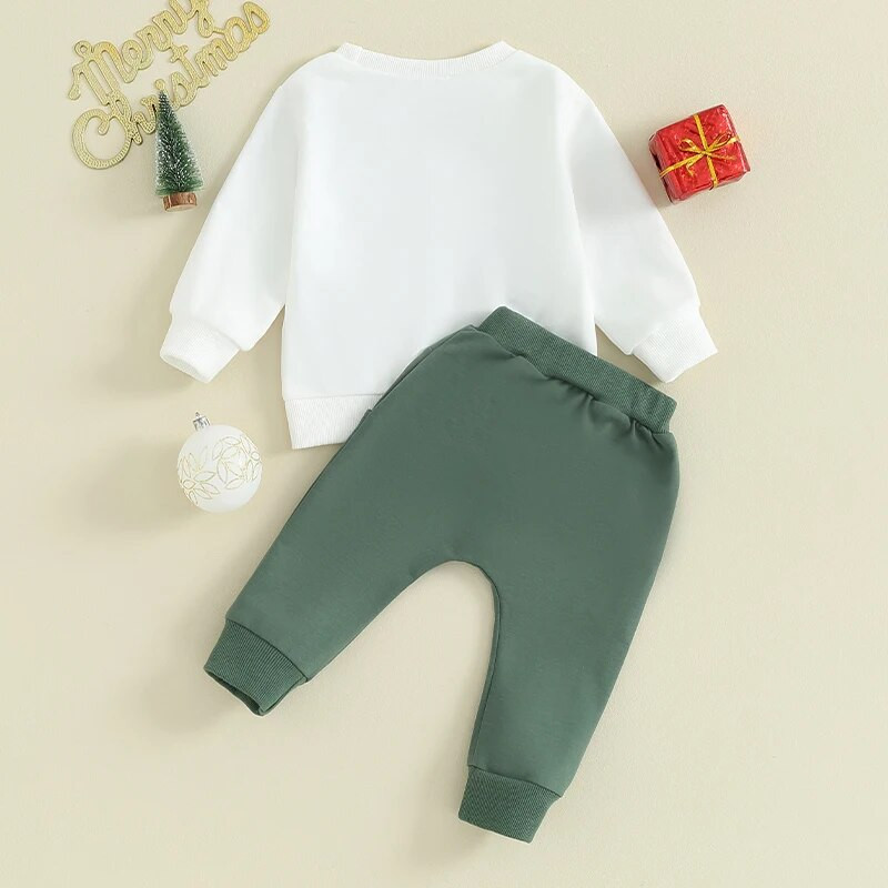 ma&baby 3M-3Y karácsonyi kisgyermek csecsemő baba fiú lány ruhakészletek betűs hosszú ujjú felsők nadrágok karácsonyi jelmezek