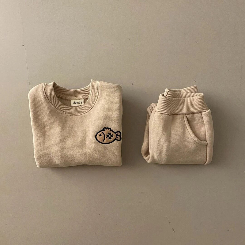 Bērnu apģērbu komplekts Toddler Baby Girls Zēniem Zivju T-krekli Topi Bikses Apģērbi Komplekts Roupa Infantil Menina Baby Boy Drēbju komplekts