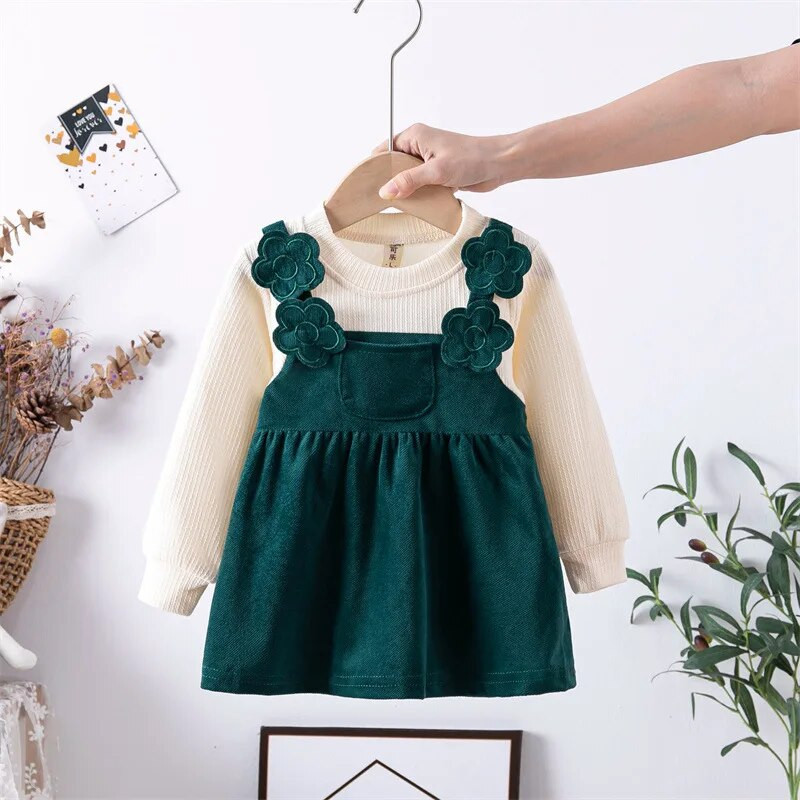 Φορέματα κοριτσιών 0-2 ετών μακρυμάνικα Παιδικά ρούχα Παιδικά ρούχα Μόδα Φόρεμα λουλουδιών Παιδική στολή