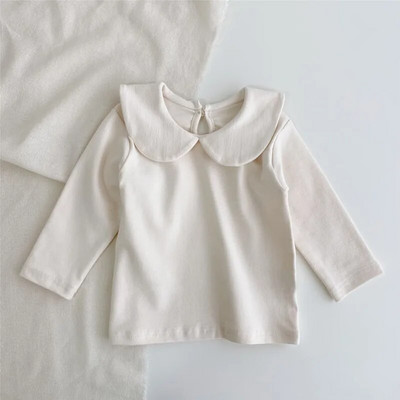 2023 Φθινόπωρο καινούργιο μωρό μακρυμάνικο μπλουζάκι για κορίτσια μπλούζα πέτο Παιδικά καρό πουκάμισα Βρεφικά λουλουδάτα μπλουζάκια μασίφ παιδικό πουκάμισο με κάτω