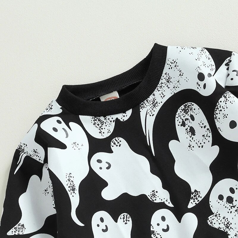 ma&baby 0-3Y Halloween totyogó újszülött kisfiú ruha szettek csecsemő party jelmezek hosszú ujjú szellemmintás felsők nadrág ruhák