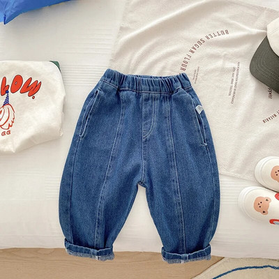 Gyermek farmernadrág 1-7 éves kisgyermek fiú lány puha farmer hosszú nadrág elasztikus derék egyszínű hárem nadrág nadrág őszi ruhák