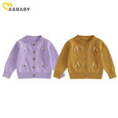 ma&baby 0-24M Νεογέννητο Βρέφος Κοριτσάκια Πλεκτή Ζακέτα Λουλούδι Κέντημα Πλεκτό Πουλόβερ με βελονάκι με κουμπιά φθινοπωρινά χειμωνιάτικα ρούχα