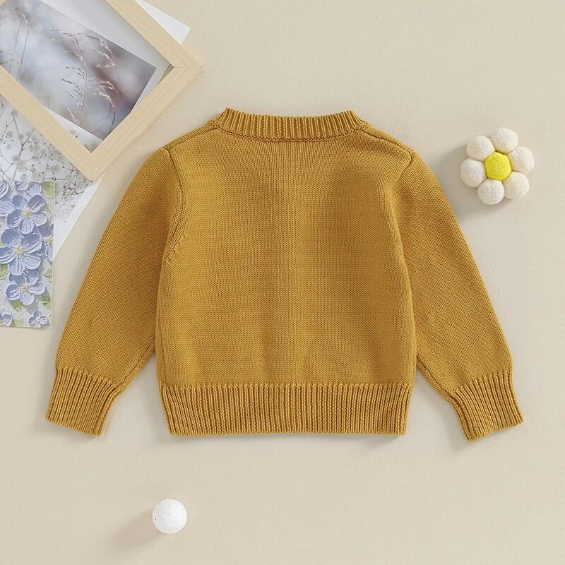 ma&baby 0-24M Νεογέννητο Βρέφος Κοριτσάκια Πλεκτή Ζακέτα Λουλούδι Κέντημα Πλεκτό Πουλόβερ με βελονάκι με κουμπιά φθινοπωρινά χειμωνιάτικα ρούχα