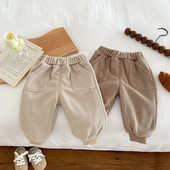 Jaunas Bērnu Bikses Bikses 0–5 Gadi Bērni Zēns Meitene Vienkrāsains Elastīgs Viduklis Kabata Flīss Skrejbikses Virsdrēbes Ziemas Apģērbs