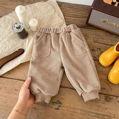 Jaunas Bērnu Bikses Bikses 0–5 Gadi Bērni Zēns Meitene Vienkrāsains Elastīgs Viduklis Kabata Flīss Skrejbikses Virsdrēbes Ziemas Apģērbs