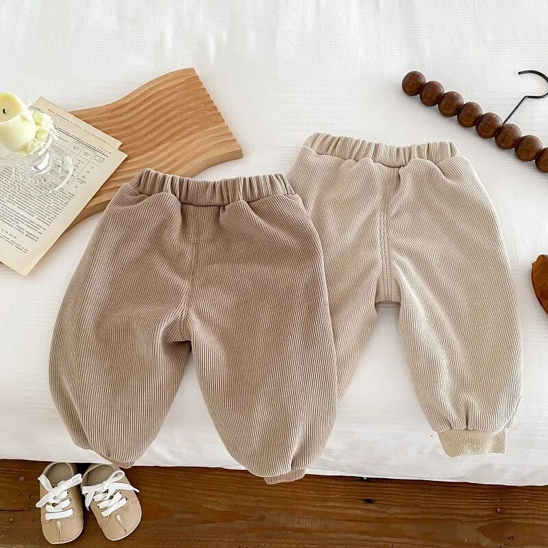 Jaunas Bērnu Bikses Bikses 0–5 Gadi Bērni Zēns Meitene Vienkrāsains Elastīgs Viduklis Kabata Flīss Skrejbikses Virsdrēbes Ziemas Apģērbs