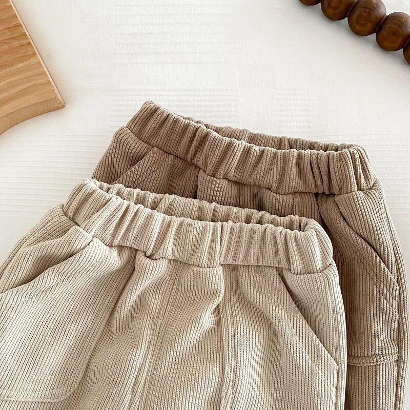 Jaunas Bērnu Bikses Bikses 0–5 Gadi Bērni Zēns Meitene Vienkrāsains Elastīgs Viduklis Kabata Flīss Skrejbikses Virsdrēbes Ziemas Apģērbs