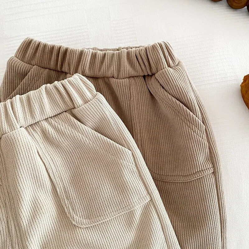 Jaunas Bērnu Bikses Bikses 0–5 Gadi Bērni Zēns Meitene Vienkrāsains Elastīgs Viduklis Kabata Flīss Skrejbikses Virsdrēbes Ziemas Apģērbs