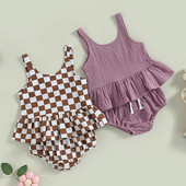 0-24M dievčenské ležérne letné oblečenie, jednofarebné bez rukávov, volánové topy, šortky, novorodenecké oblečenie pre batoľatá
