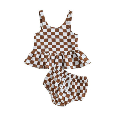 0-24M dievčenské ležérne letné oblečenie, jednofarebné bez rukávov, volánové topy, šortky, novorodenecké oblečenie pre batoľatá