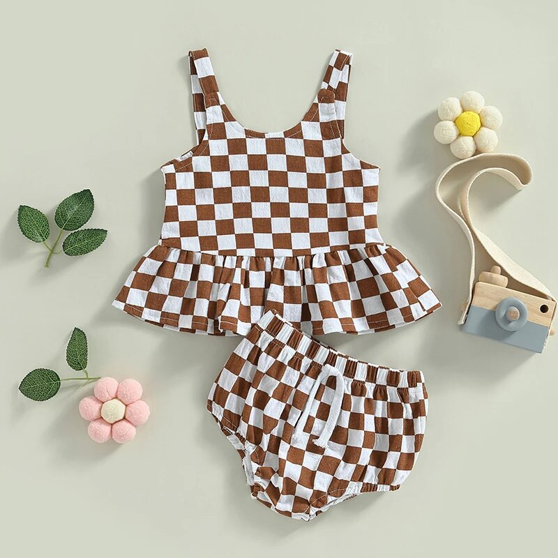 0-24M dievčenské ležérne letné oblečenie, jednofarebné bez rukávov, volánové topy, šortky, novorodenecké oblečenie pre batoľatá