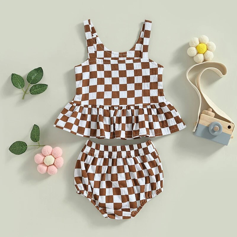 0-24M dievčenské ležérne letné oblečenie, jednofarebné bez rukávov, volánové topy, šortky, novorodenecké oblečenie pre batoľatá