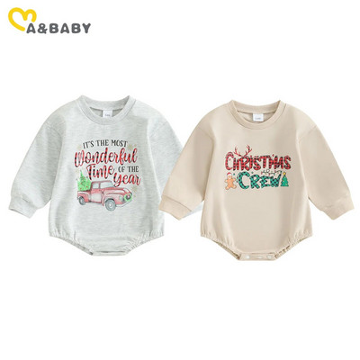 ma&baby 0-18M karácsonyi újszülött csecsemő kisfiú lány nadrág hosszú ujjú betűs autómintás jumpsuit játszóruha karácsonyi jelmezek