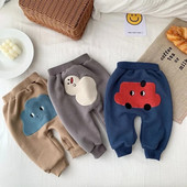 Ziemas bikses zīdaiņiem 0-3 gadi jaundzimušais zēns meitenei elastīgs viduklis karikatūra PP apakšā Flīss biezs silts bikses virsdrēbes bērnu apģērbi