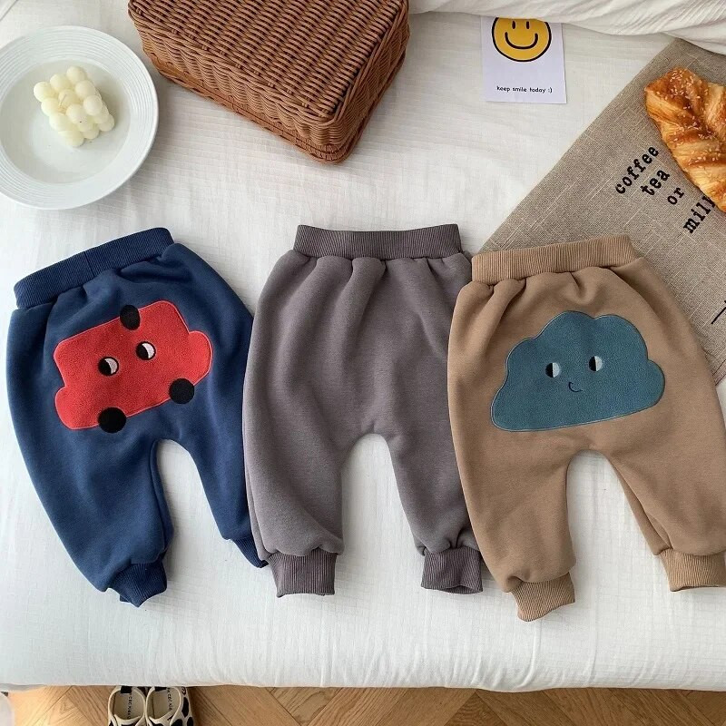 Ziemas bikses zīdaiņiem 0-3 gadi jaundzimušais zēns meitenei elastīgs viduklis karikatūra PP apakšā Flīss biezs silts bikses virsdrēbes bērnu apģērbi
