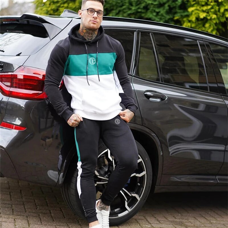 2 τεμάχια Σετ Μακρυμάνικο Φούτερ γιακά Αθλητικό Σετ Γυμναστήρια Ανδρικά Αθλητικά Κοστούμια Προπόνηση Ανδρικά Αθλητικά Φούτερ + Παντελόνι