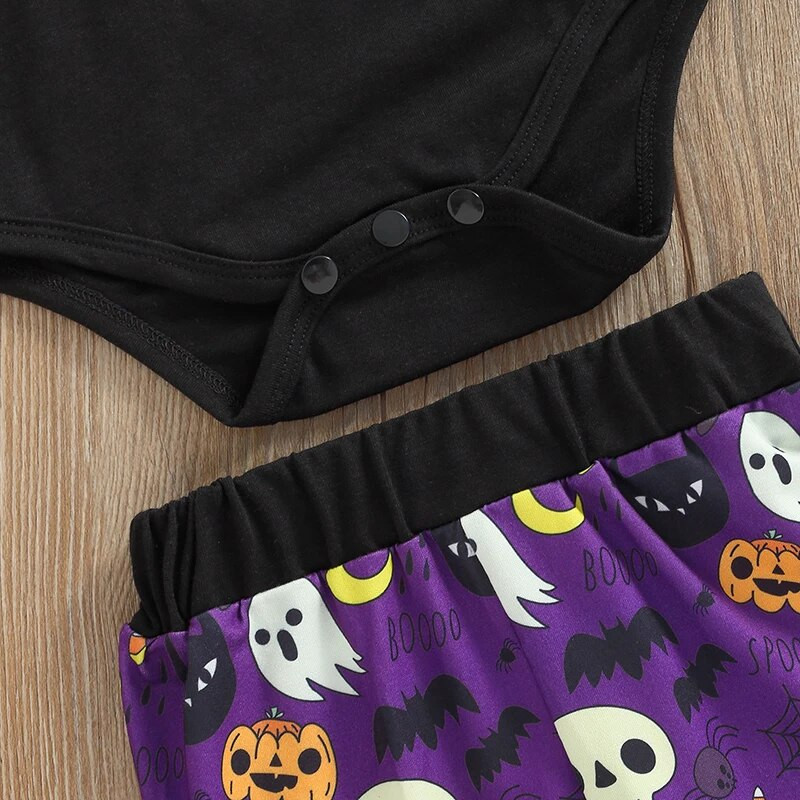 3Gb Jaundzimušais Zēns Meitene Halovīni Apģērbs Burti Drukas Garās Piedurknes Romper Bodysuit Ghost Ķirbju Bikses Komplekts