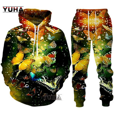 Καινοτομία 3D φούτερ με κουκούλα/παντελόνι/κοστούμι ανδρικό και γυναικείο φούτερ με κουκούλα πουλόβερ Αθλητικά Γυναικεία πίστα δύο τεμαχίων