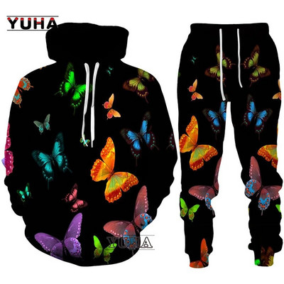 Καινοτομία 3D φούτερ με κουκούλα/παντελόνι/κοστούμι ανδρικό και γυναικείο φούτερ με κουκούλα πουλόβερ Αθλητικά Γυναικεία πίστα δύο τεμαχίων