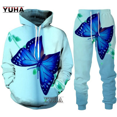 Καινοτομία 3D φούτερ με κουκούλα/παντελόνι/κοστούμι ανδρικό και γυναικείο φούτερ με κουκούλα πουλόβερ Αθλητικά Γυναικεία πίστα δύο τεμαχίων