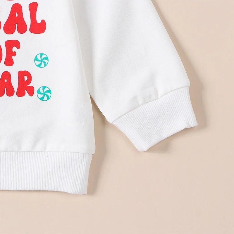 Kislány, fiúk, első karácsonyi ruháim, nyomtatott környakú pulóver nadrággal, csecsemő őszi téli ruhakészlet