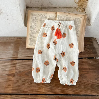 Βρεφικό παντελόνι καλοκαιρινής Κορέας 2023 0-3 ετών Νεογέννητο αγόρι κοριτσάκι ελαστική μέση κινουμένων σχεδίων Animal print φούντα βαμβακερά παντελόνια Ρούχα