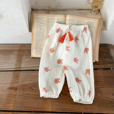 Βρεφικό παντελόνι καλοκαιρινής Κορέας 2023 0-3 ετών Νεογέννητο αγόρι κοριτσάκι ελαστική μέση κινουμένων σχεδίων Animal print φούντα βαμβακερά παντελόνια Ρούχα