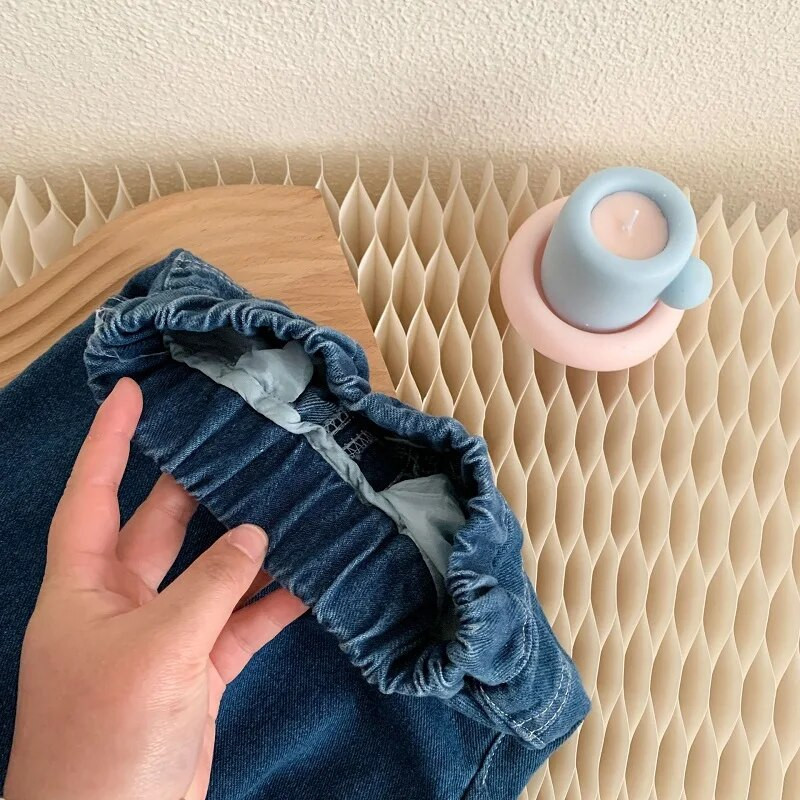 Modne traper hlače za malu djecu, djevojčice 0-6 godina, dječje ravne traper hlače s elastičnim strukom i vezom u obliku cvijeća, proljetne hlače