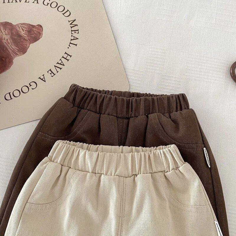 Κορεάτικο παιδικό παντελόνι 0-5 ετών Παιδικό αγόρι κορίτσι μονόχρωμο ελαστικό φλις μέσης με κωνικό πάτο Παντελόνι Ζεστά χειμωνιάτικα ρούχα