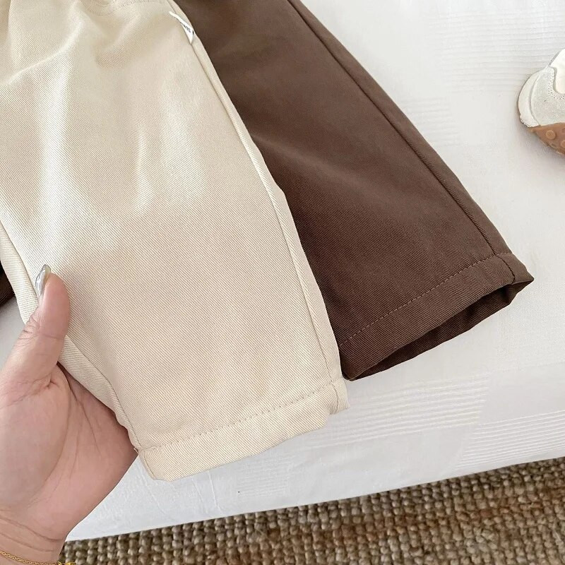 Κορεάτικο παιδικό παντελόνι 0-5 ετών Παιδικό αγόρι κορίτσι μονόχρωμο ελαστικό φλις μέσης με κωνικό πάτο Παντελόνι Ζεστά χειμωνιάτικα ρούχα