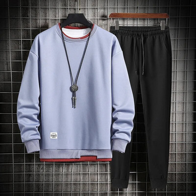 Vīriešu treniņtērpu kapuces komplekts 2 ieces Vīriešu skriešanas uzvalku komplekti pavasara rudens sporta tērps vīriešu kapuces+ bikses sporta apģērbs vīriešu apģērbi