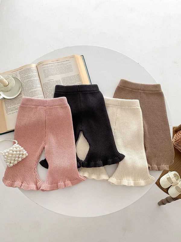 MILANCEL rudeninės kūdikių kelnės mergaičių kelnaitės megztos kelnės kūdikių drabužiai