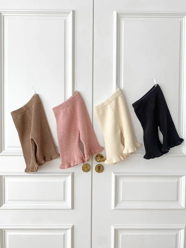 MILANCEL rudeninės kūdikių kelnės mergaičių kelnaitės megztos kelnės kūdikių drabužiai