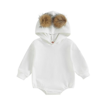 ma&baby 0-18M Νεογέννητο Βρέφος Κοριτσάκι Αγόρι Μακρυμάνικο βελούδινο μπαλάκι πομπομ χαριτωμένο φθινοπωρινό ανοιξιάτικο ρούχο