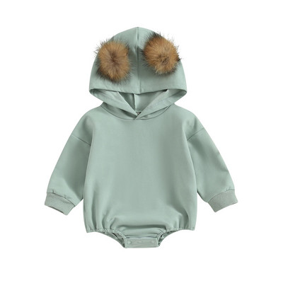 ma&baby 0-18M Νεογέννητο Βρέφος Κοριτσάκι Αγόρι Μακρυμάνικο βελούδινο μπαλάκι πομπομ χαριτωμένο φθινοπωρινό ανοιξιάτικο ρούχο