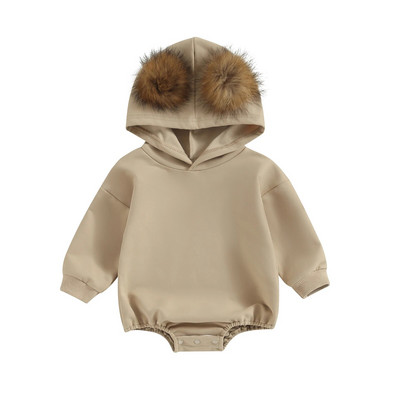 ma&baby 0-18M Νεογέννητο Βρέφος Κοριτσάκι Αγόρι Μακρυμάνικο βελούδινο μπαλάκι πομπομ χαριτωμένο φθινοπωρινό ανοιξιάτικο ρούχο